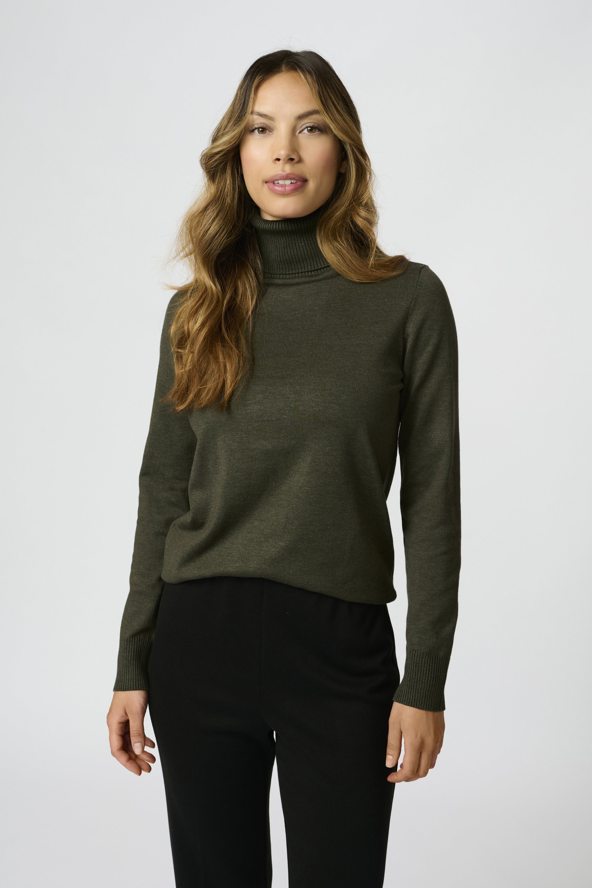 Pull Saint Tropez à col roulé - vert armée chiné