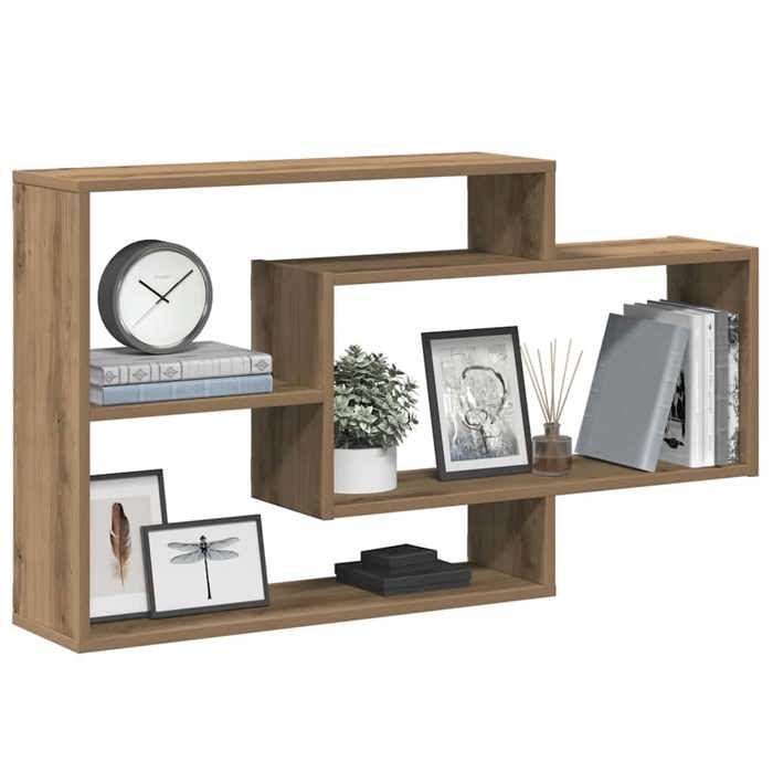vidaXL Handgemaakte eikenhouten wandplank 104x20x58,5 cm, bewerkt hout, zwevende plank, wanddisplayplank, 855823