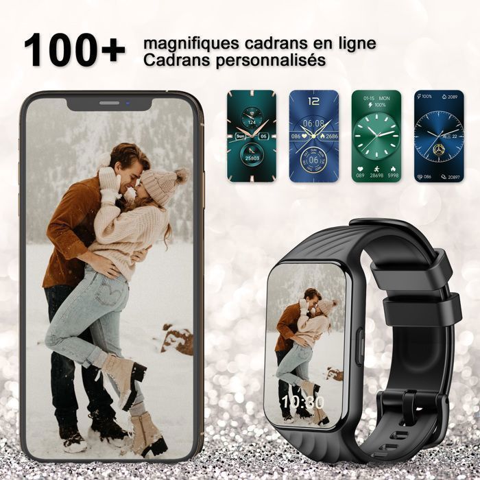 Blackview Montre Connectée Femme Homme avec Fréquence Cardiaque Sommeil Fitness Tracker 24 Modes Sportifs 2 Bracelets -Android iOS