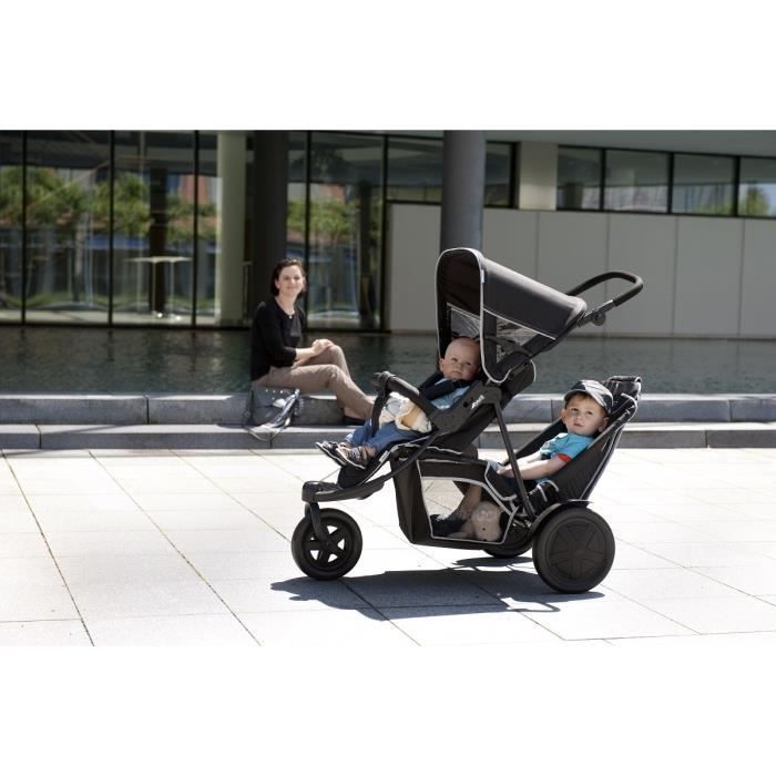 HAUCK Freerider 3-Wheel Double Stroller - Black