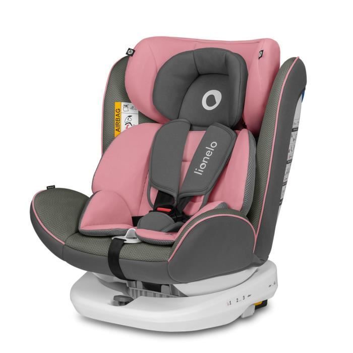 Seggiolino auto convertibile LIONELO Bastiaan - Da 0 a 36 kg - Tecnologia ISOFIX a 360° - Rosa