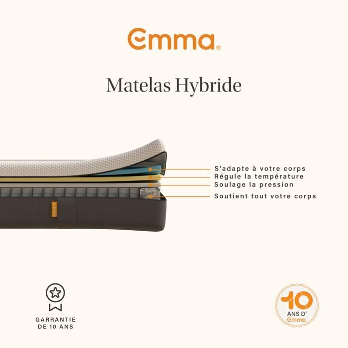 EMMA I Pack Matelas Emma Original 180x200cm + Lit Emma One Cocoon Plus