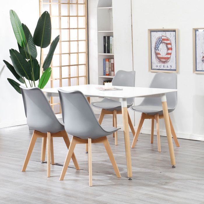 Chaises de Salle à Manger - DOWISDOLY - Scandinave - Lot de 6 - Assise en cuir - L 49 x P 42 x H 83 (Gris)