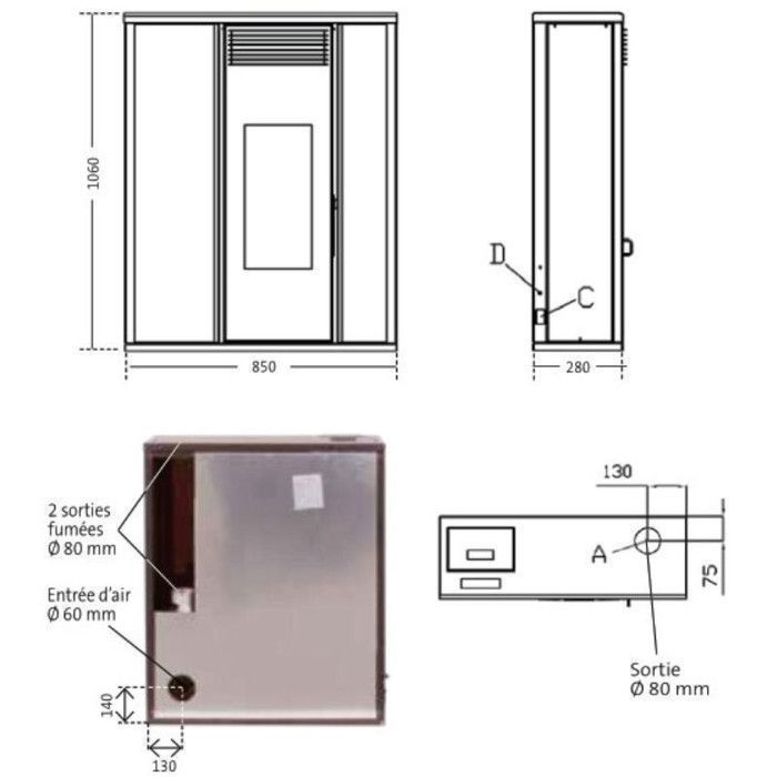 INTERSTOVES TESSA 10KW airtight pellet stove