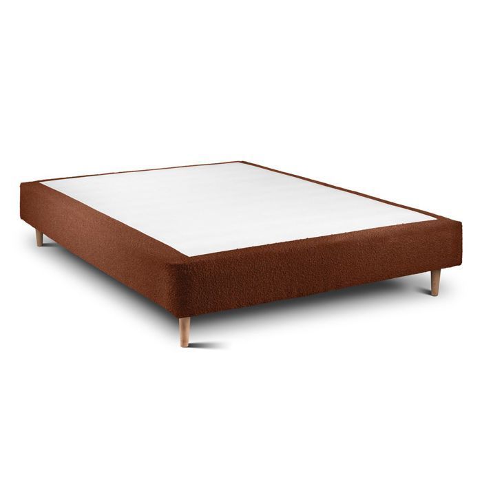 Sommier Tapissier Bouclette Terracotta 160x200 H35cm Sommeil de plomb - Sommier en bois massif avec Pieds bois cones 15 cm