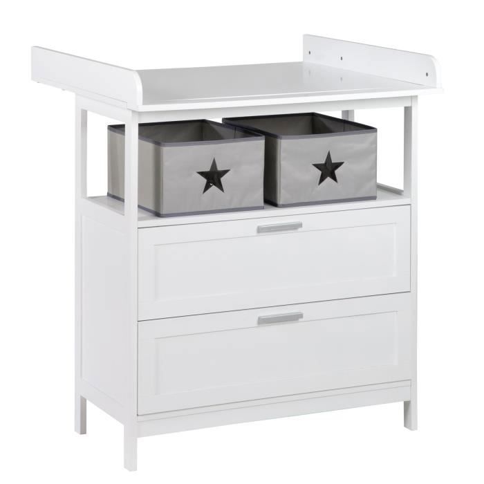 Cambiador - ROBA - HAMBURGO - 2 cajones + 2 cajas de almacenamiento - Blanco