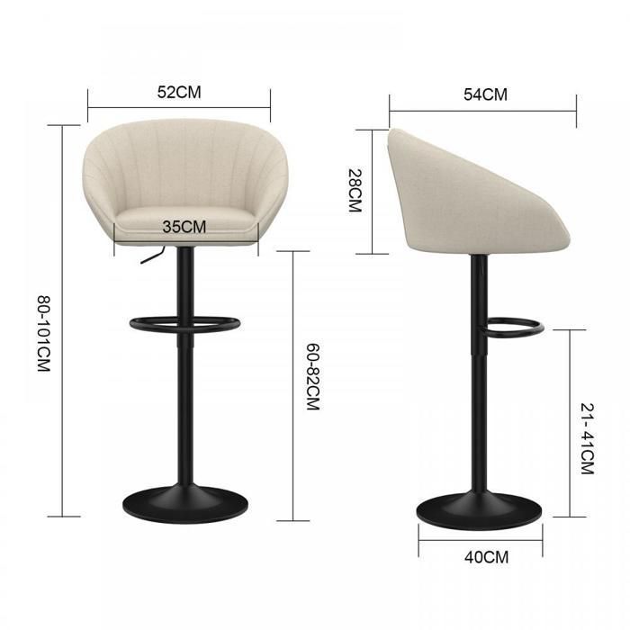 MIPAN - Taburete de bar - Juego de 2 taburetes altos de tela para bar - Con reposapiés - Para bar/cocina (beige)