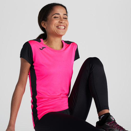  Camiseta Manga Corta Joma Record Ii Rosa Flúor Negro