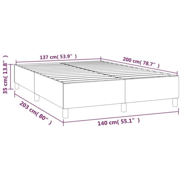 Sommier à ressorts de lit - ESTINK - Gris clair - 140x200 cm - Tissu - Pieds inclus