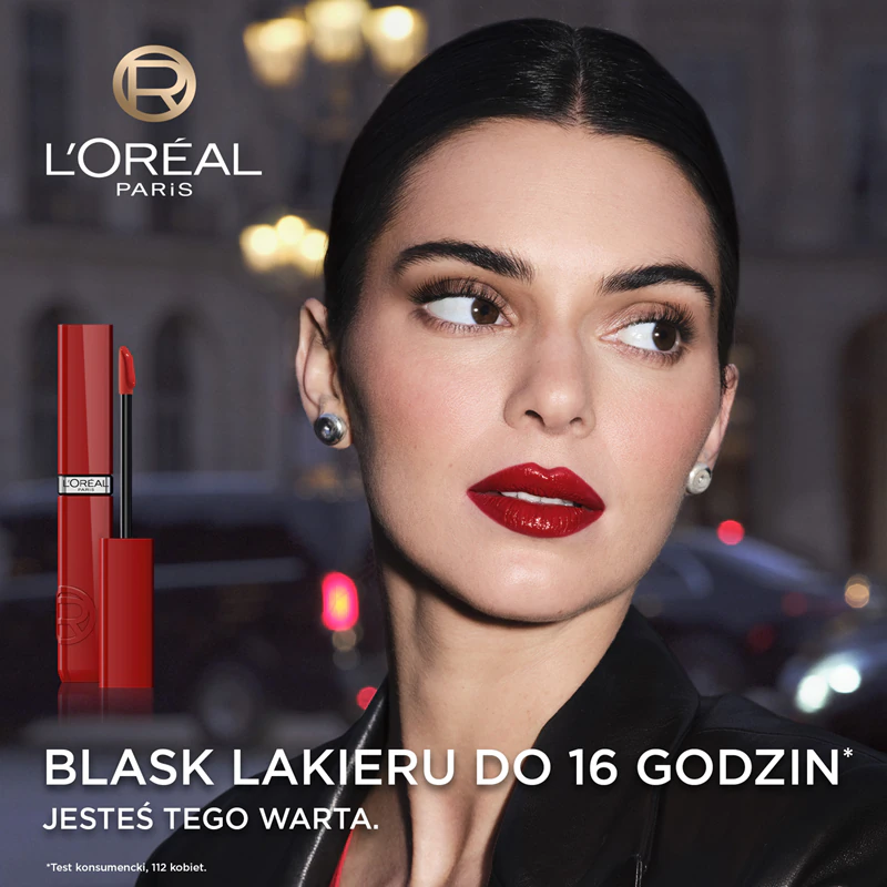 Batom líquido de longa duração L'Oréal Paris Infaillible Laque Resistance que hidrata e proporciona brilho.