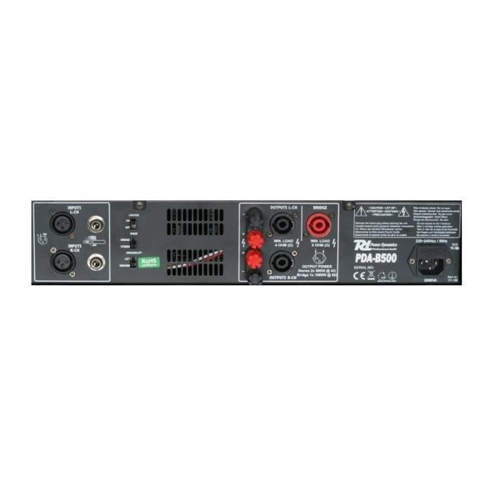 Professional Amplifier - POWER DYNAMICS - PDA-B500 - 500 Watts - Silent Fan - Blue LCD Screen