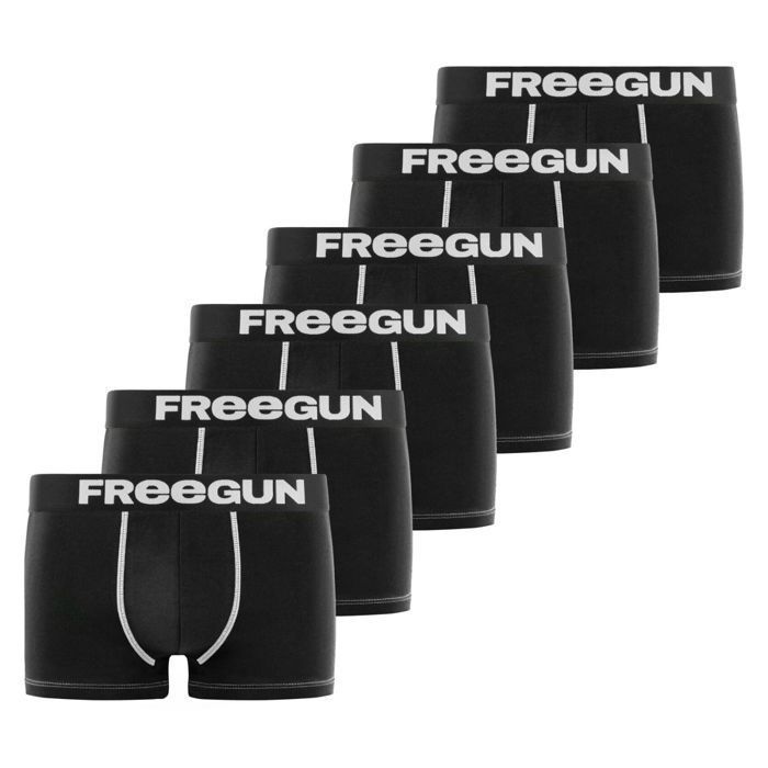 Cuecas Boxer Masculinas Freegun - Pretas (Pacote com 6)