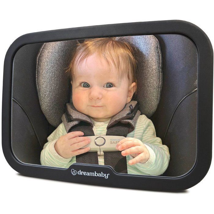 Large adjustable mirror - DREAMBABY - For baby's back seat - Rectangular - Black - 20 x 24 cm