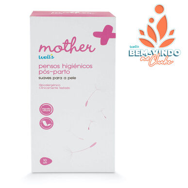 Poporodní hygienické vložky Mother Wells, měkké bavlněné obvazy, 10 kusů.