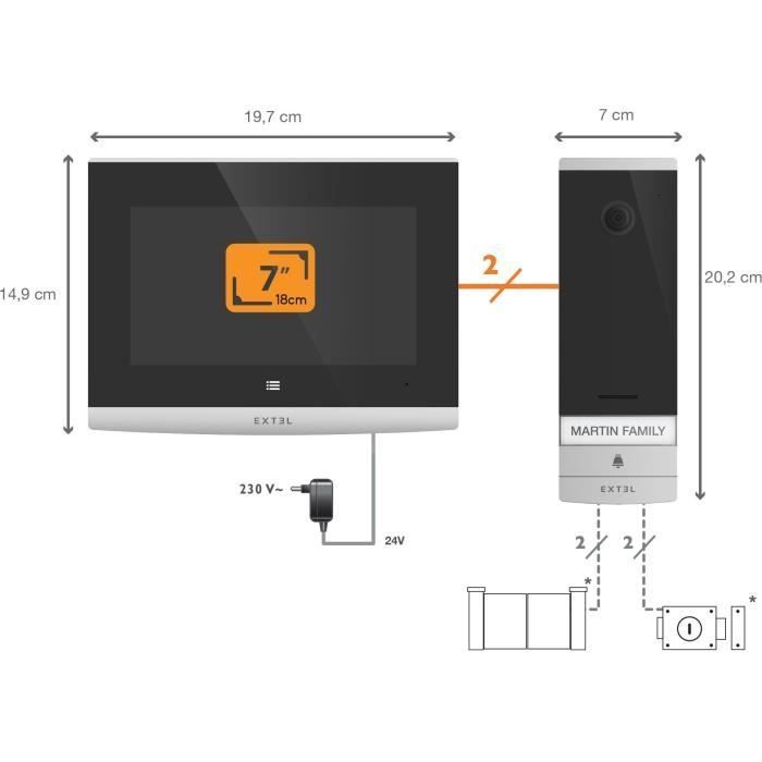 Extel - Visiophone filaire 7 connecté - Connect 2 Avidsen