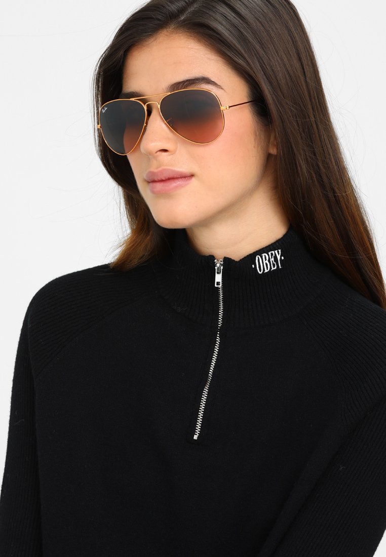Ray-Ban AVIATOR LARGE UNISEX - Okulary przeciwsłoneczne - brąz/miedziany róż gradientowy brąz