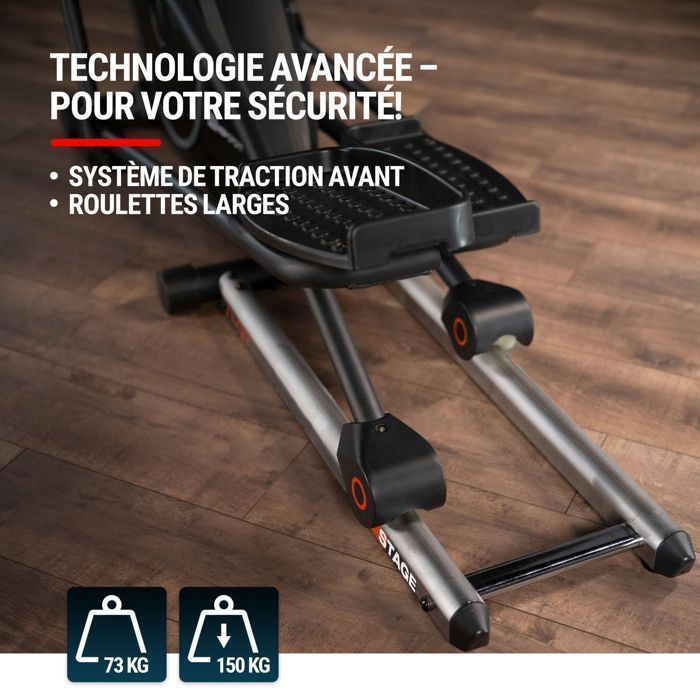 Hop-Sport HS-160CF Stage Home Elliptic Trainer, 24 kg svinghjul, 32 niveauer af magnetisk modstand, 12 programmer, grå