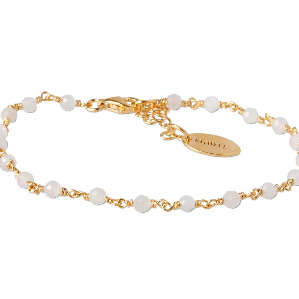 Pulsera de cuentas House of Rituals, pulsera chapada en oro con piedra preciosa.
