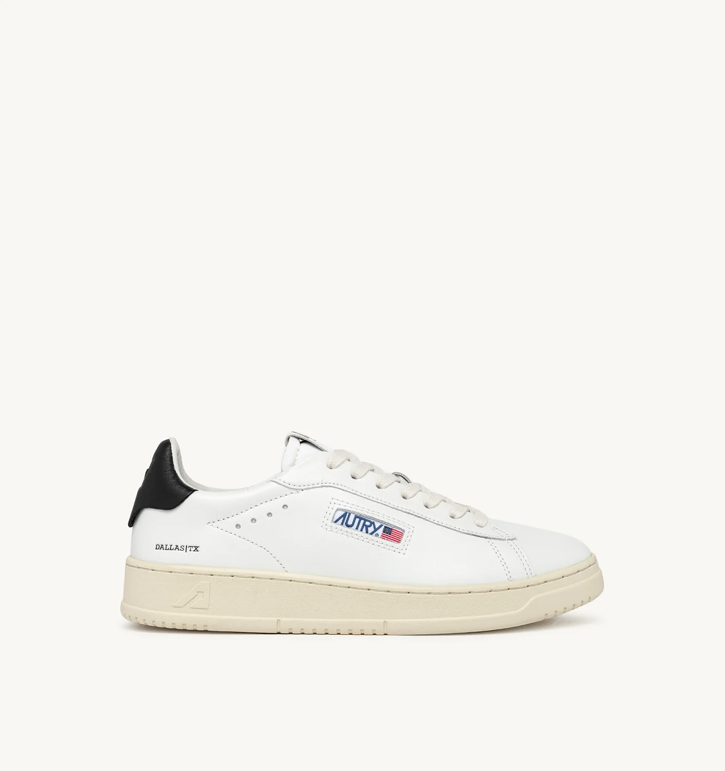 Adidași Dallas cu talpă joasă, din piele neagră și albă