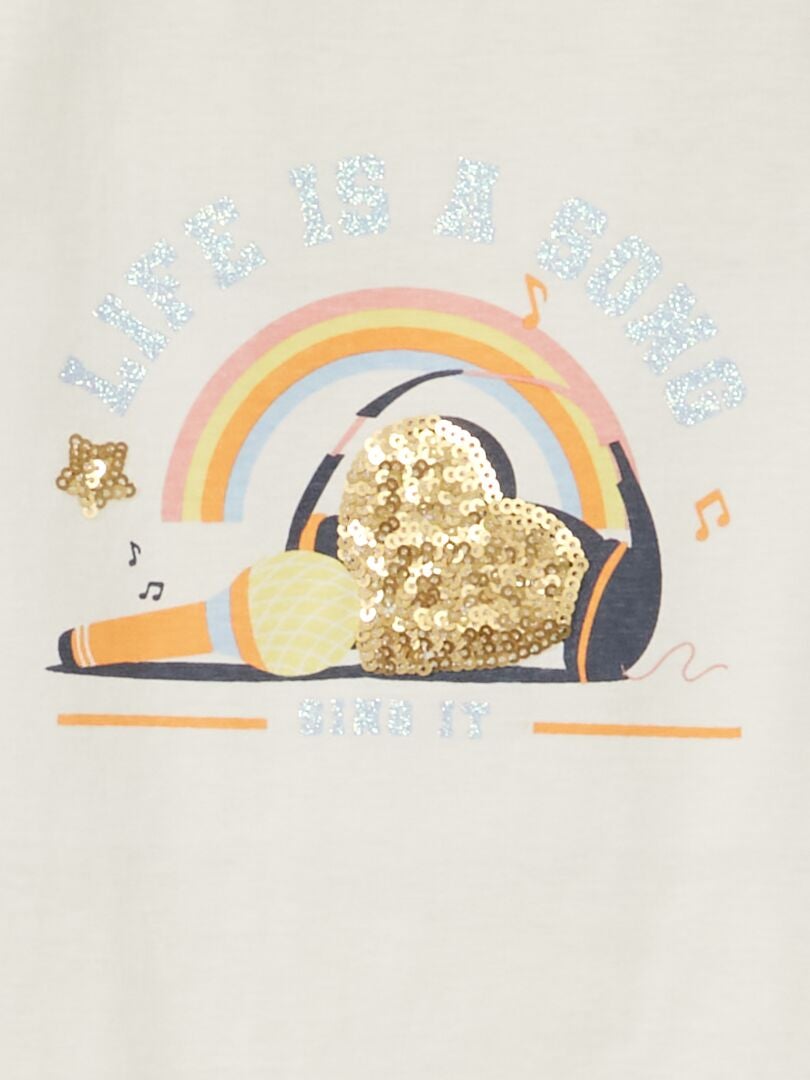 Camiseta de punto con decoración divertida - BLANCA