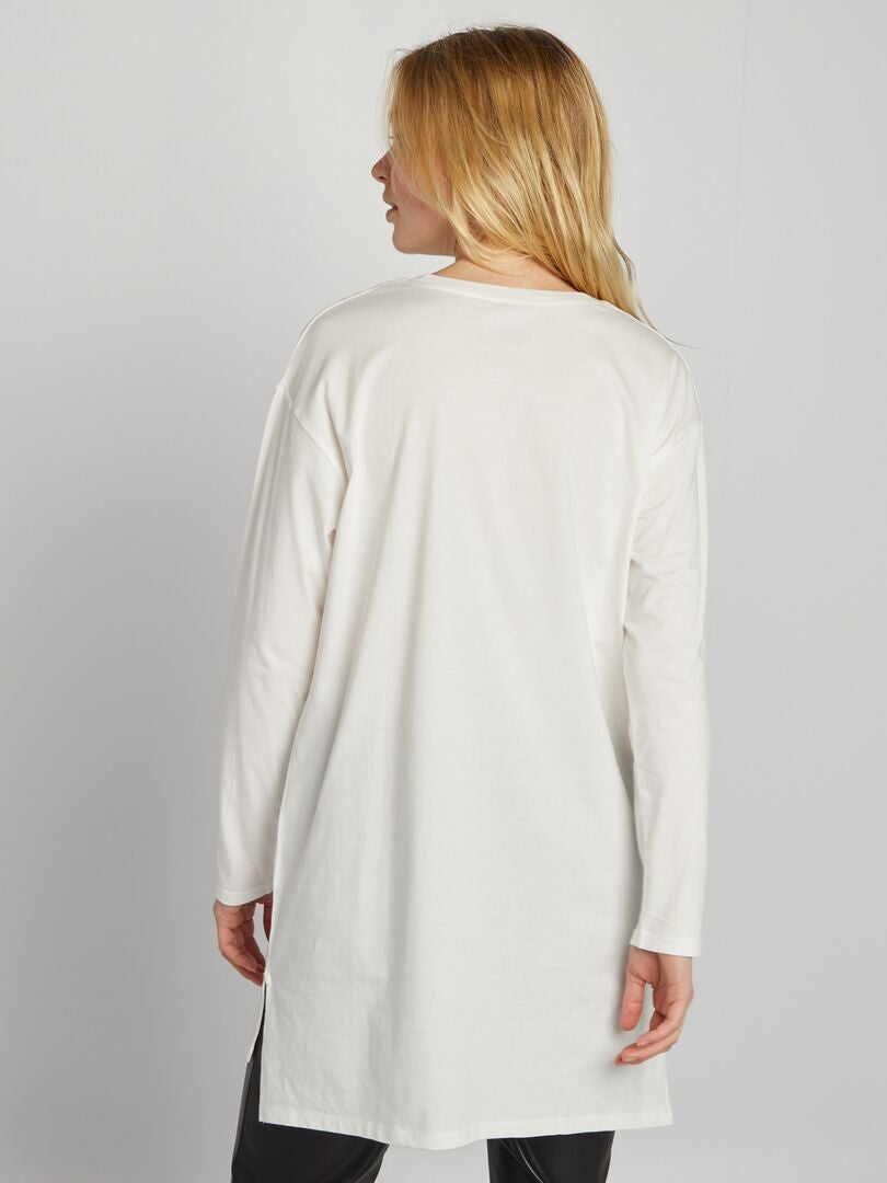 Camiseta longa - Cru