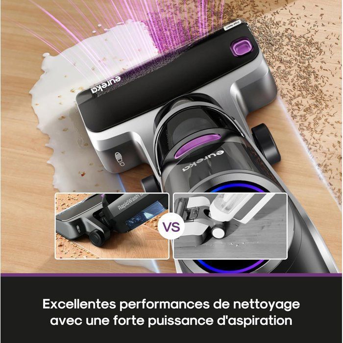 Aspirador de pó e água sem fio EUREKA RapidWash NEW630 - Inclinação de 170° - Secagem com ar quente a 60° - Antiemaranhamento