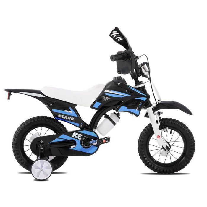 Vélo enfant JOYSTAR - 12 pouces - Vélo de type moto - Convient aux enfants de 2 à 4 ans - Avec stabilisateurs - Bleu