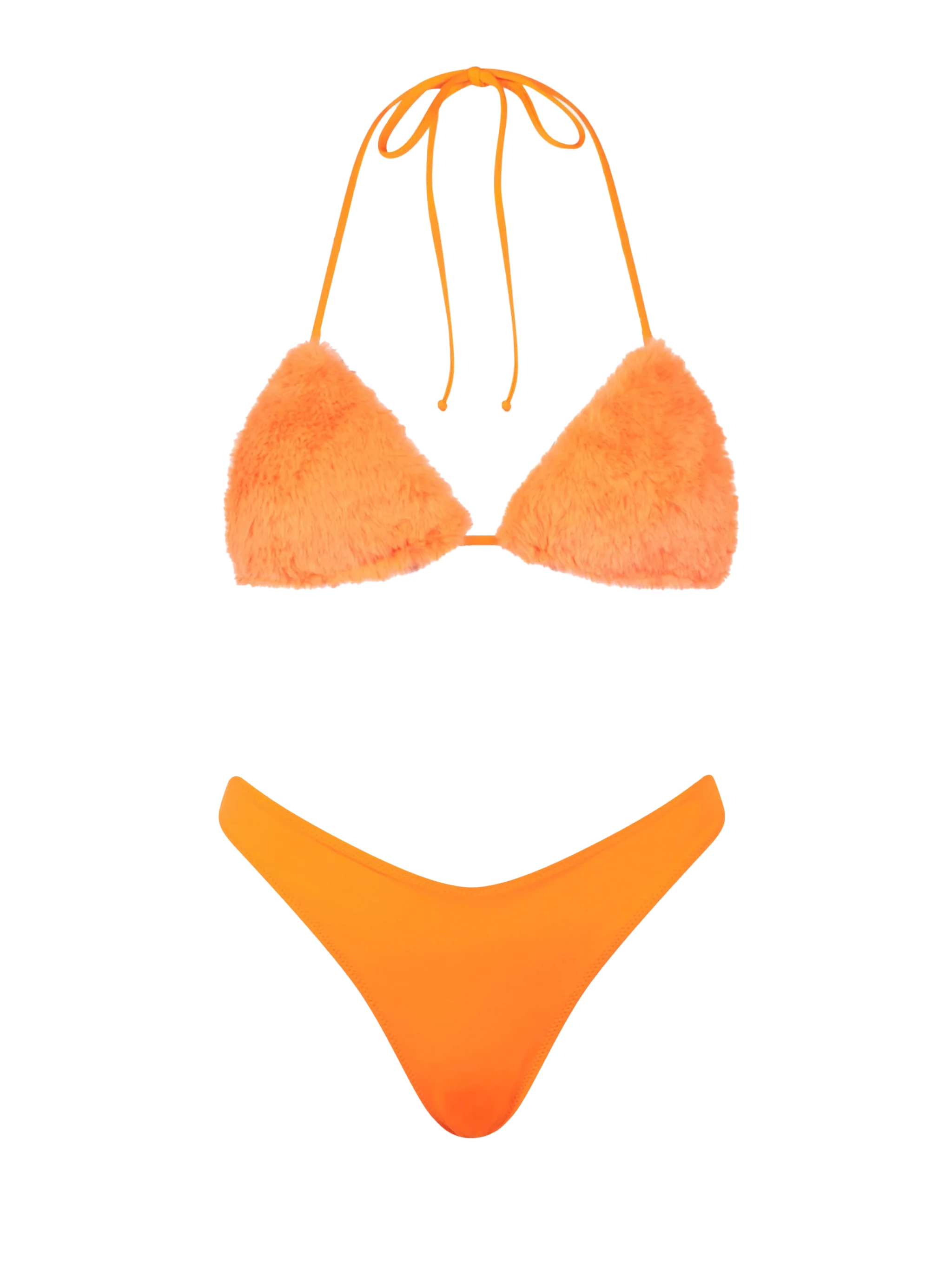 Luchtige oranje driehoekige damesbikini