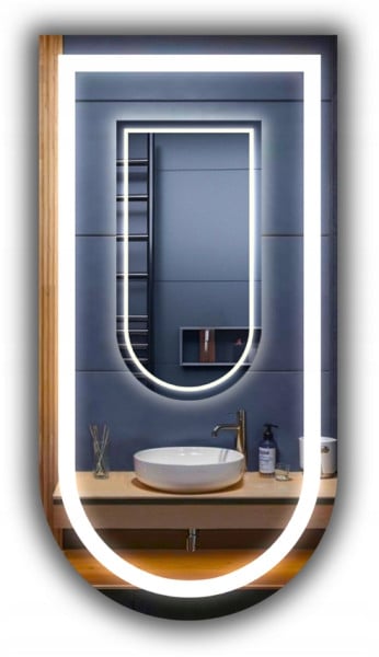 Lustro półowalne łazienkowe led 60x80cm półowal ledy cob 480 diod/m ledowe