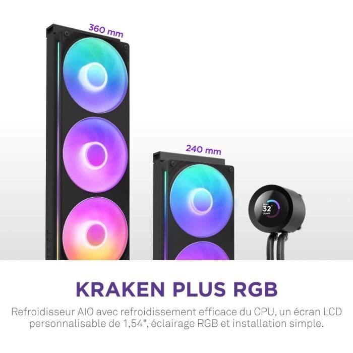 Water Cooling - NZXT - RL-KR240-B2 - Kraken Plus 240 RGB - Customizable 1.54
