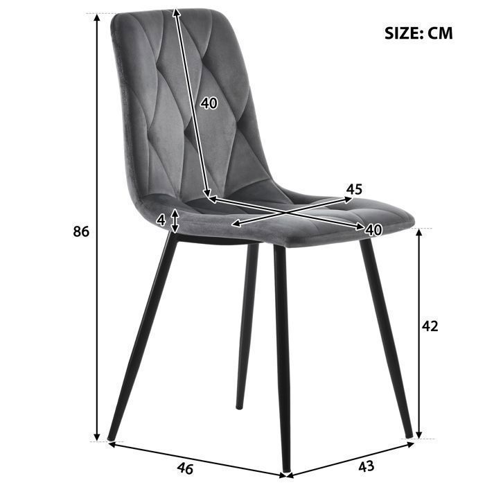 Mesa de comedor con 4 sillas, conjunto moderno de mesa y sillas para cocina/sala de estar, sillas de terciopelo gris oscuro.