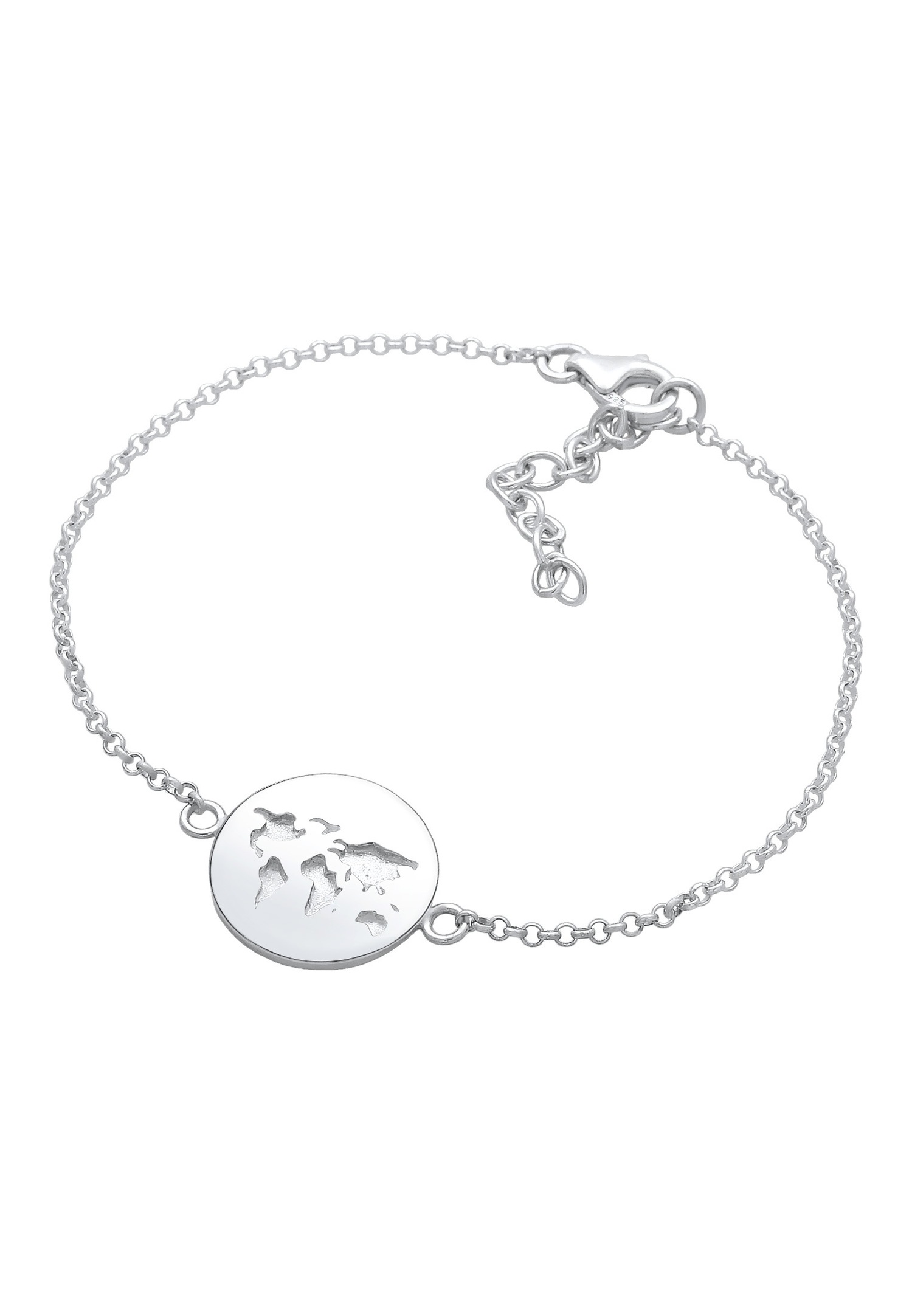 Elli Globe Plaquette Pendentif Bracelet Femme - (925/1000) Argent