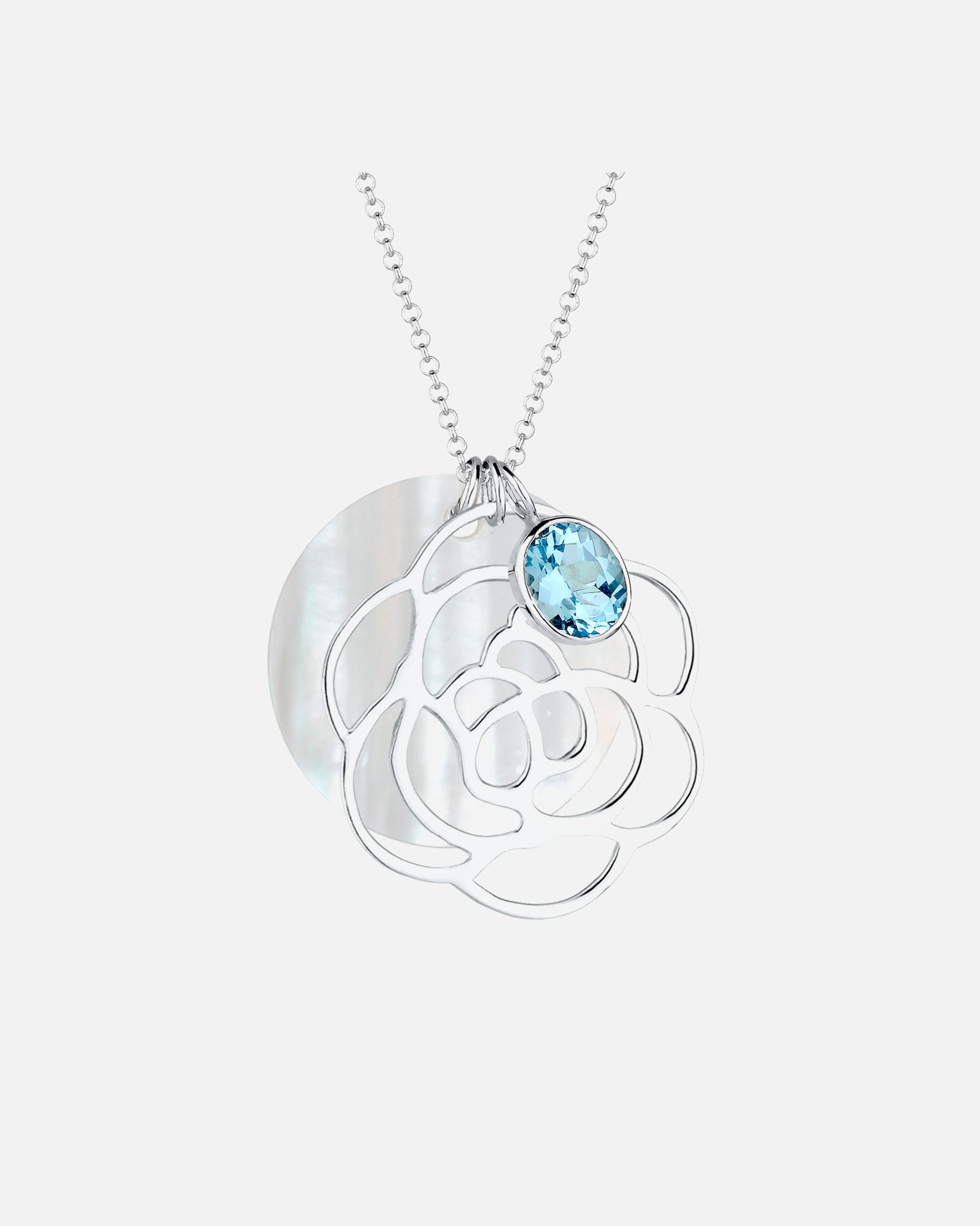 Elli Femme Pendentif Fleur Nacre avec Pierre Topaze en Argent Sterling 925