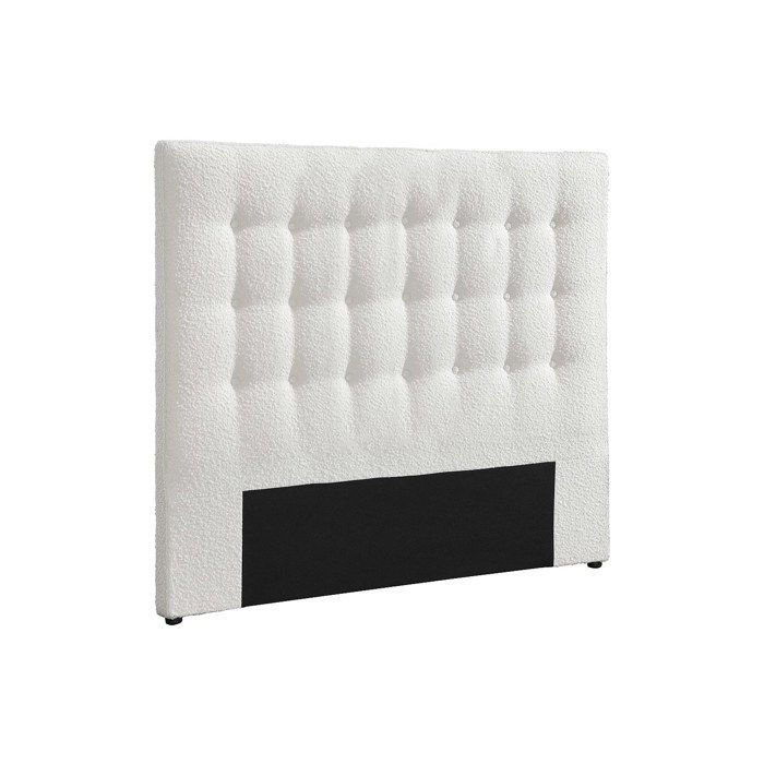 Testiera imbottita 160 cm - Tessuto bouclé - Bianco - FRANCESCO