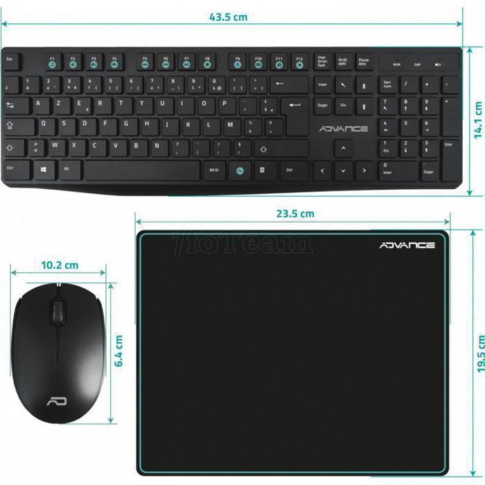 ADVANCE – Pack ELITE WIRELESS COMBO - Clavier et Souris Sans Fil + Tapis AZERTY Slim Design