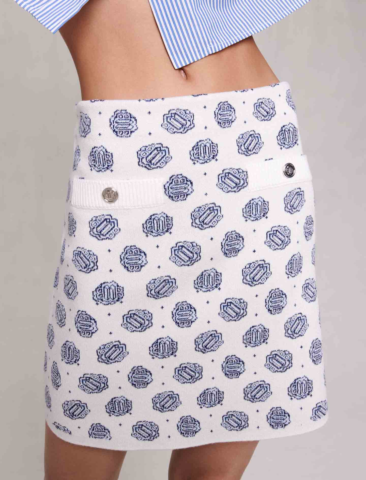 Fusta Tricotă Monogramă-Monogram Clover écru/bleu