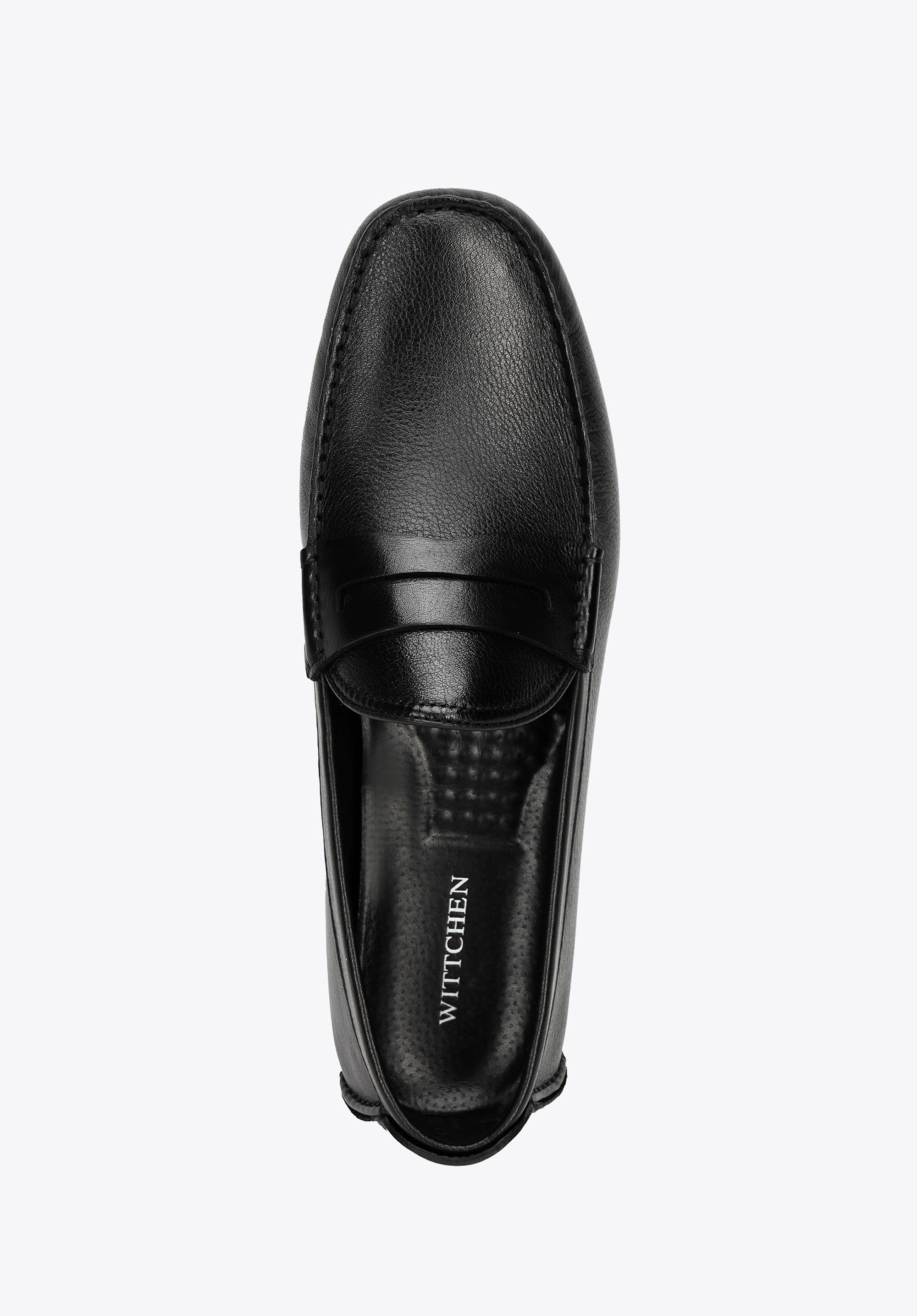 Męskie półbuty slip-on ze skóry naturalnej czarne