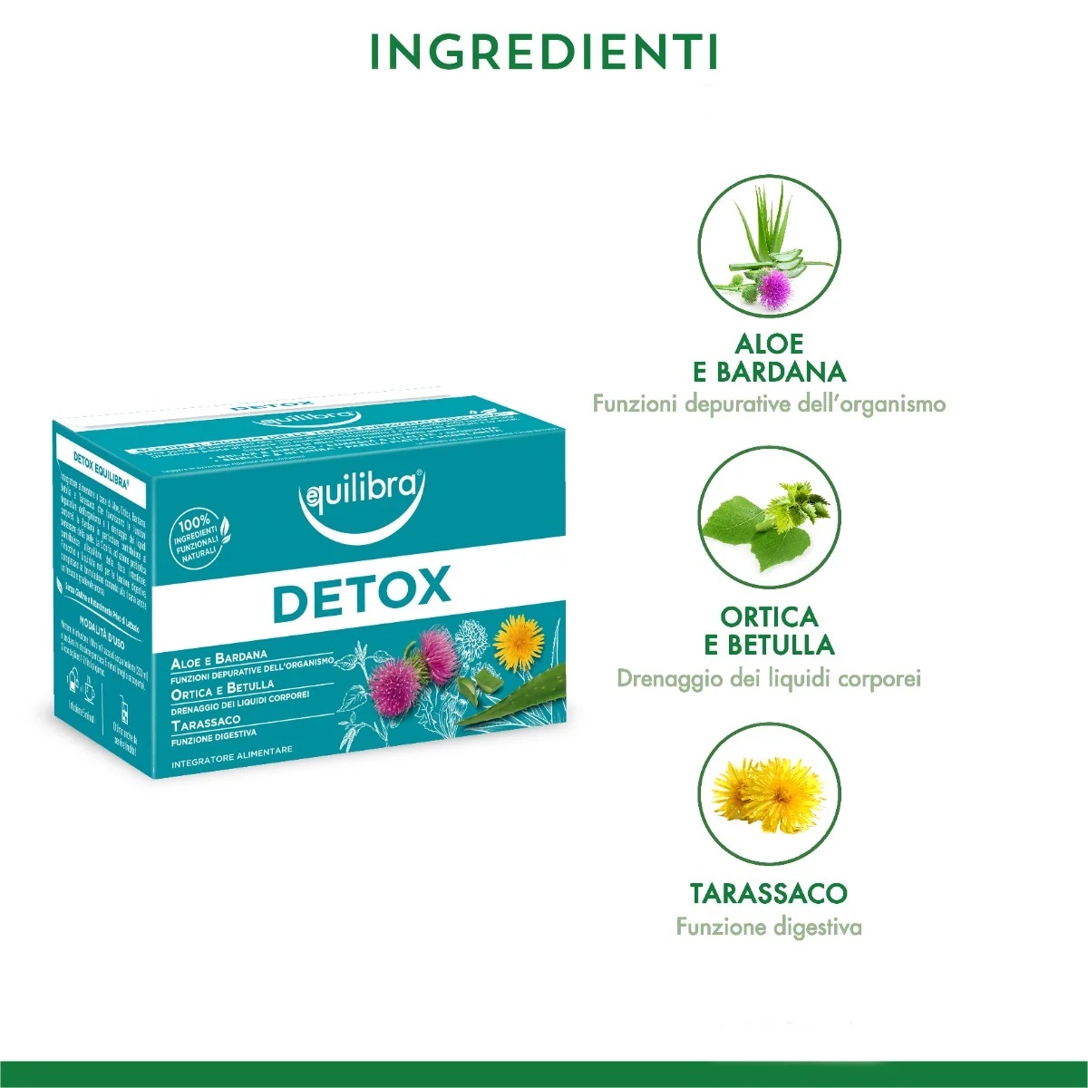 EQUILIBRA Entgiftender Kräutertee Equilibra 15 Filter Aloe, Klette, Brennnessel, Birke, Löwenzahn