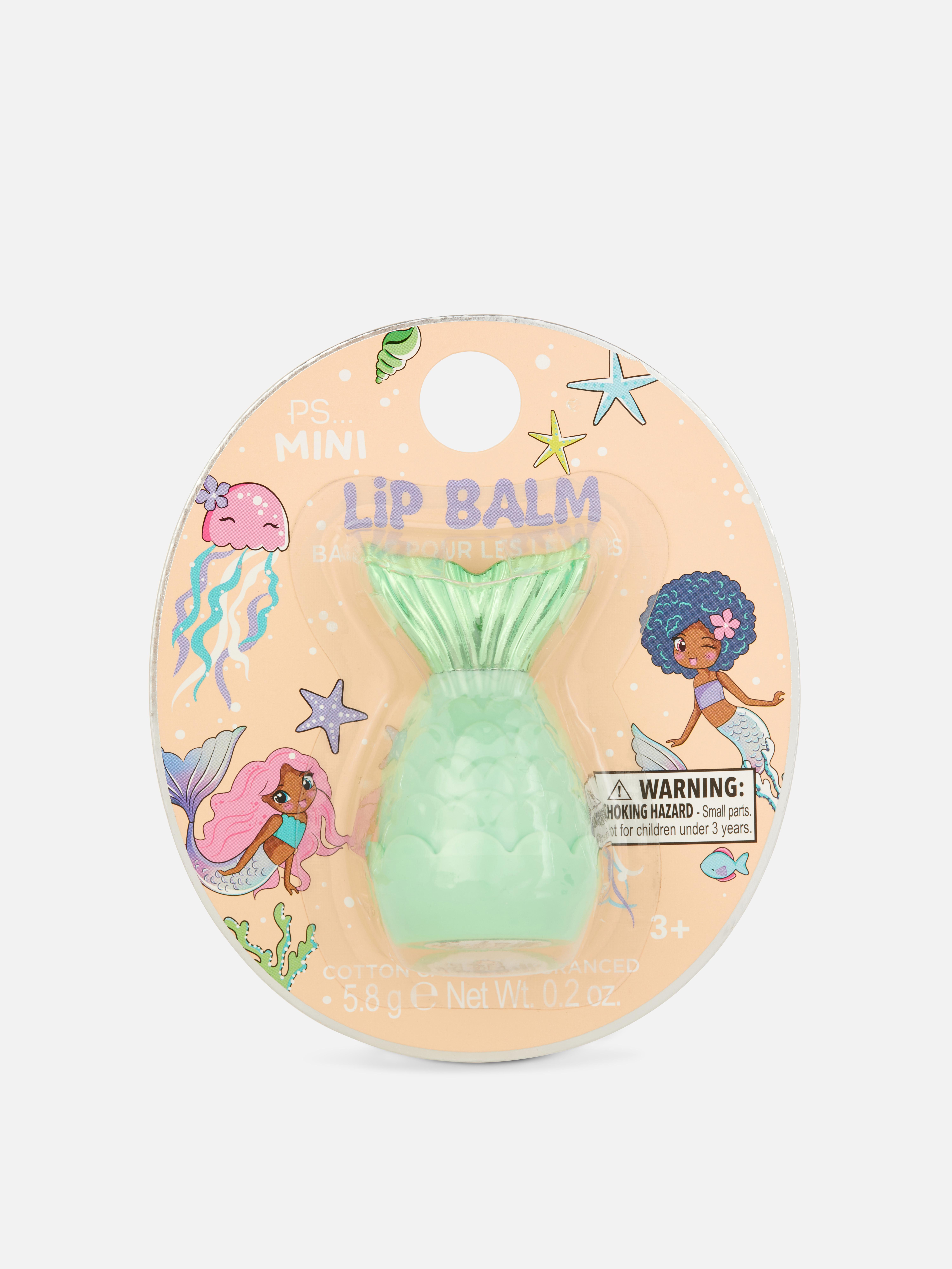Balsam de buze mini în formă de sirenă. Un balsam de buze într-un recipient în formă de coadă de sirenă.