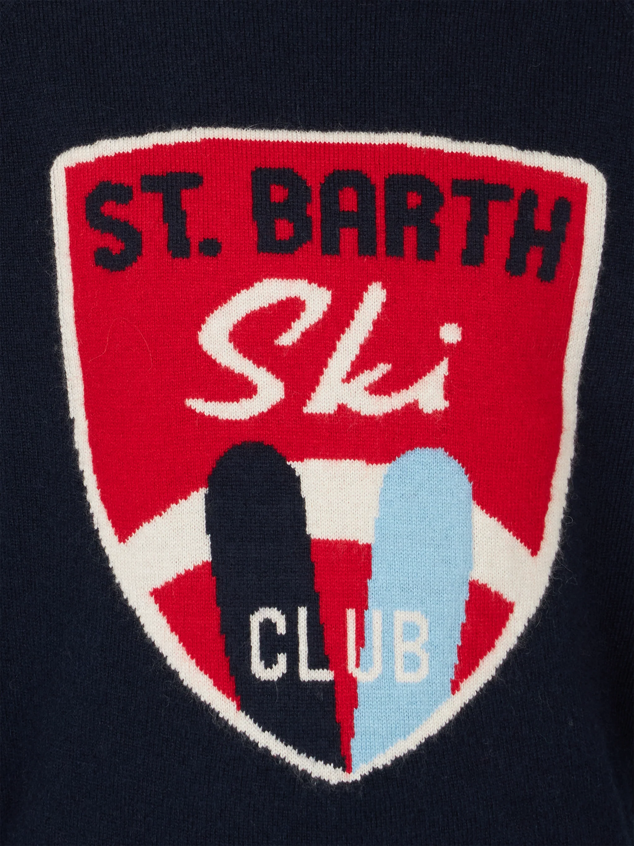 Drengesweater med rund hals og St. Barth Ski Club-print