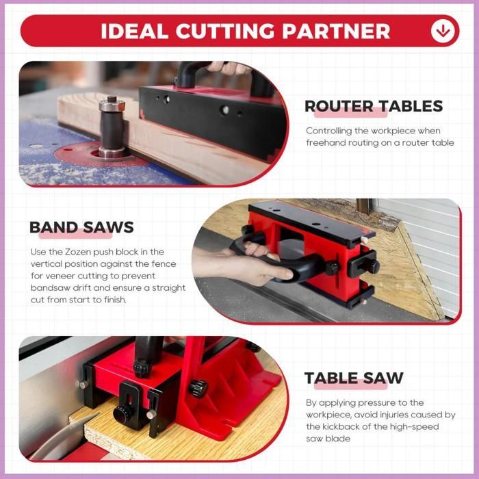 Router Table Push Block Non-Slip Wood Safe Push Block for Bandsaw Jointer