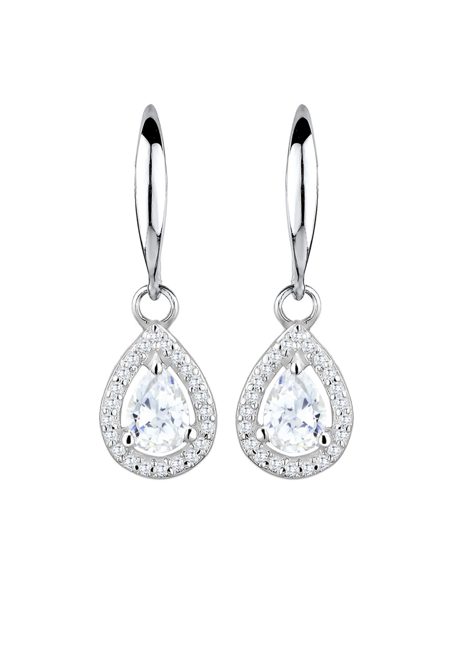 Elli PREMIUM Étincelant Forme de Goutte Zircone Femme (925/1000) Argent