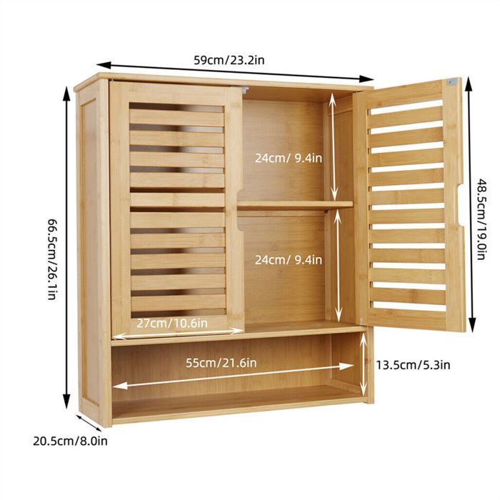 Mobiletto da bagno a parete, pensile portaoggetti, mobiletto per WC, 60x20x70 cm