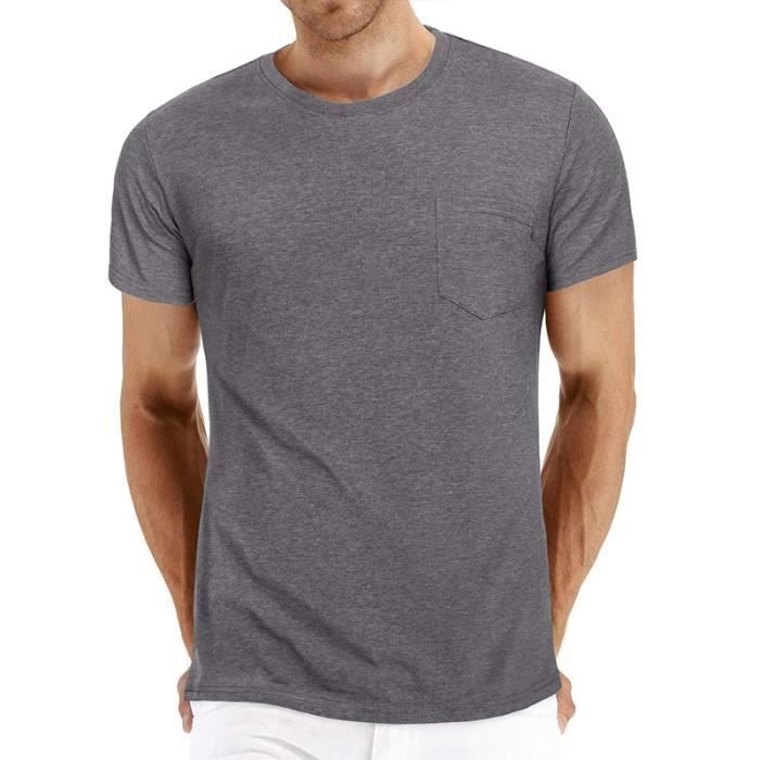 Pack de 2 camisetas para hombre - LEOCLOTHO - Cuello redondo - Manga corta - Azul