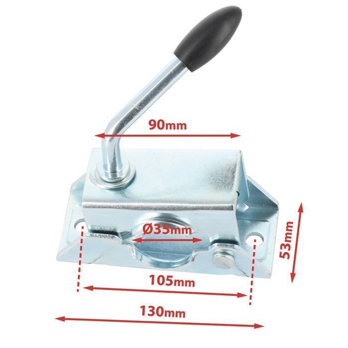 Rueda de apoyo - Tubo de acero de 35 mm - Llanta metálica - Soporte de montaje de acero de 35 mm de diámetro - Compatible con todo tipo de remolques