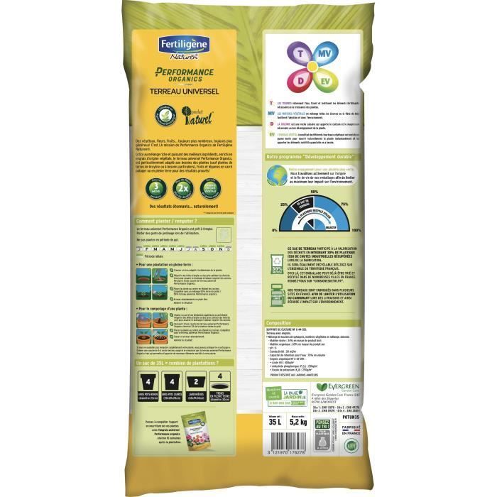 Sustrato universal para macetas Performance Organics - FERTILÍGENO - 35 L