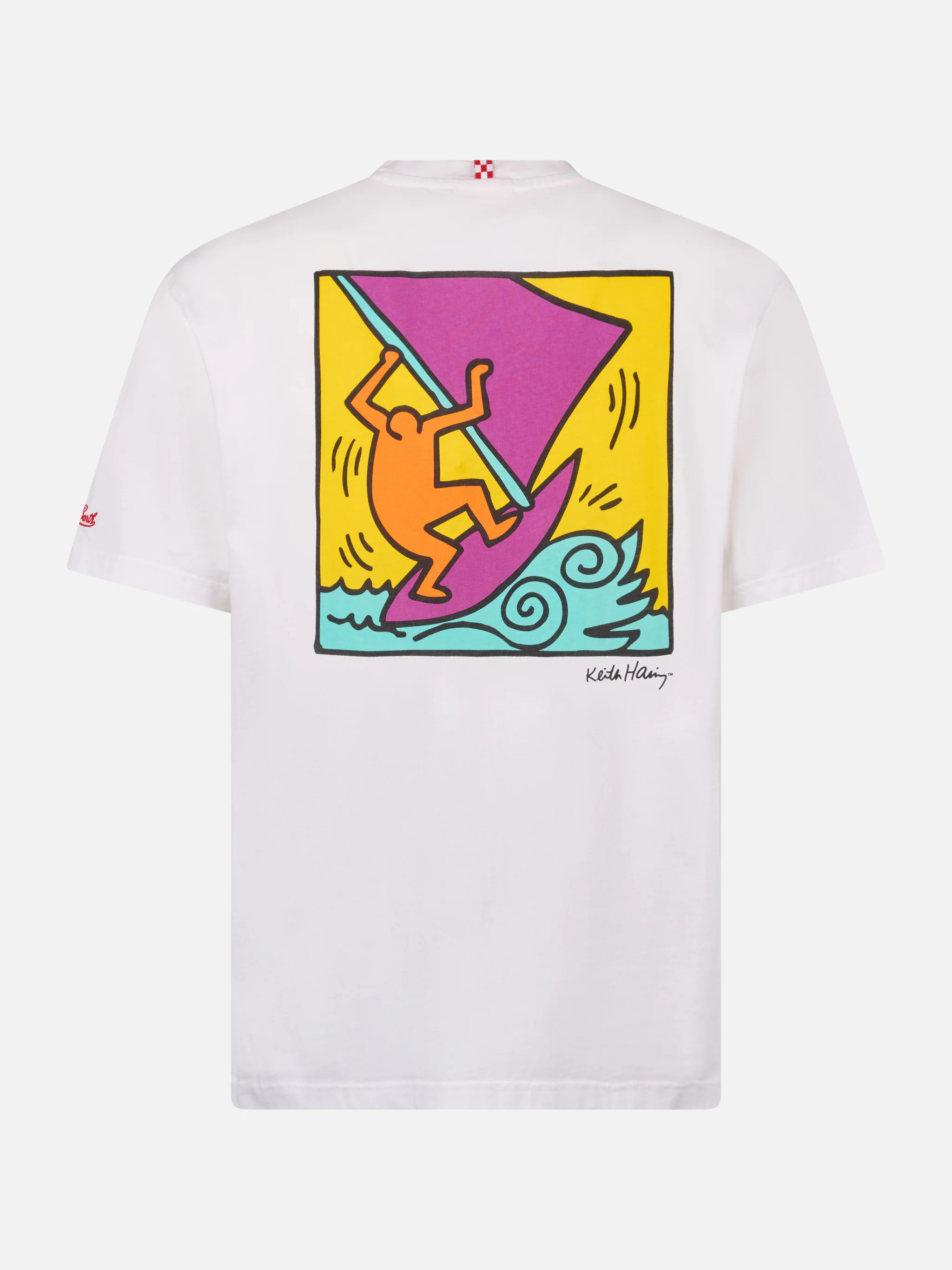 T-shirt da uomo in cotone con stampa fronte e retro del disegno Keith