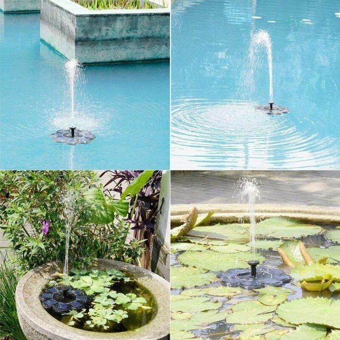 Nueva fuente solar de 1,5 W para baño de pájaros, decoración de jardín, adorno de jardín, fuente solar para mini estanque