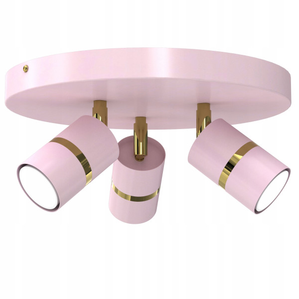 Lampa sufitowa plafon dziecięcy różowy pastel złota 3x gu10