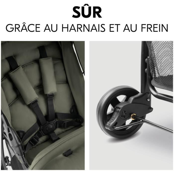 HAUCK - Poussette canne - SPORT - Pliable & inclinable - Capote Pare-Soleil - 4 roues - Olive